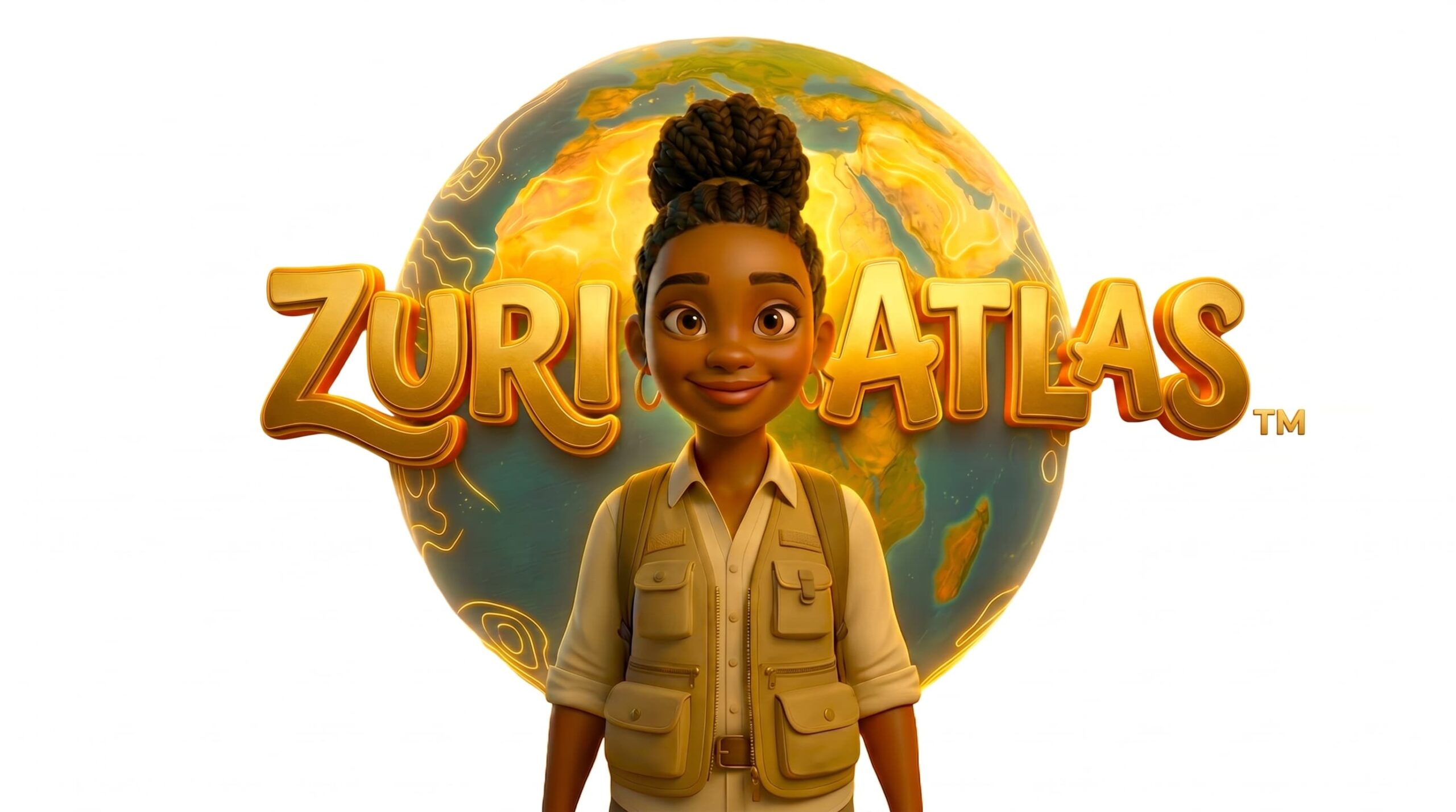 Promotional frame from Zuri Atlas, a 3D animated travel series showcasing African geography and culture.